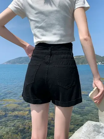 短裤女夏牛仔2021年新款高腰显瘦小个子百搭宽松a字大码阔腿热裤商品大图