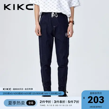 kikc牛仔裤男2023春夏新款商场同款复古休闲字母刺绣抽绳工装裤图片