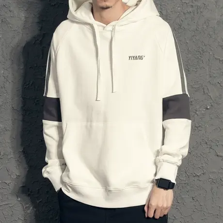 奕飏拼色字母印花港风潮牌卫衣男生连帽加绒秋装休闲百搭上衣韩版图片