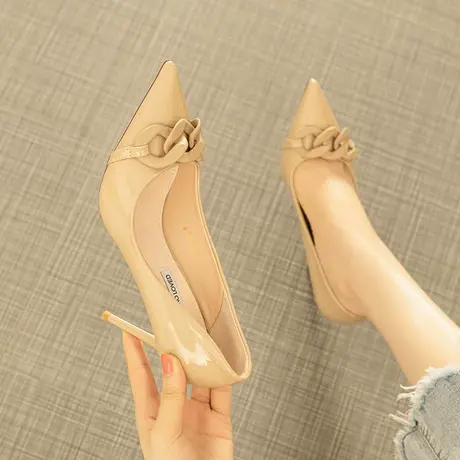 职业百搭法式尖头超高跟鞋女细跟2021年新款舒适浅口性感气质单鞋商品大图