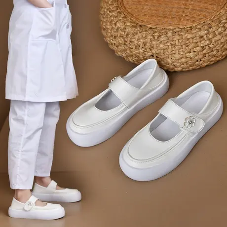 玛丽珍单鞋女浅口2023年春夏季新款百搭护士鞋法式小众厚底小白鞋商品大图