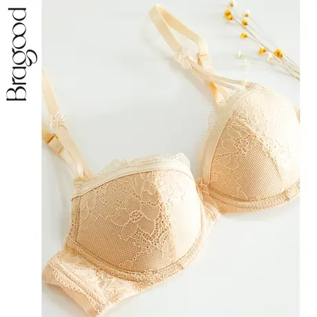 BRAGOOD薄款甜美双肩带蕾丝软钢圈65A文胸65B少女小胸布谷内衣商品大图