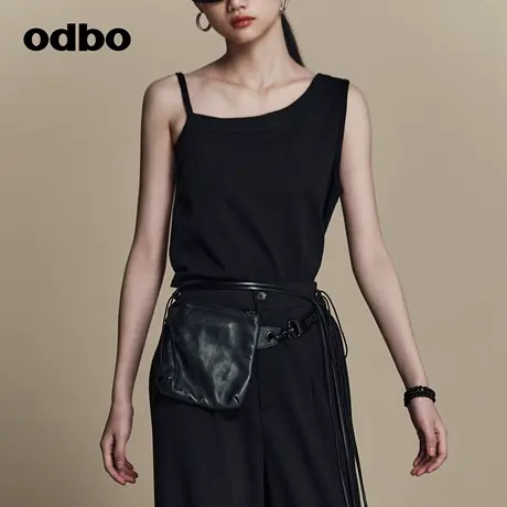 odbo/欧迪比欧原创设计感小众潮牌黑色吊带上衣女夏季新款商品大图