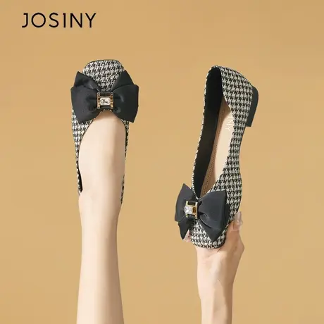 Josiny/卓诗尼平底单鞋女2023~新款夏季浅口蝴蝶结一脚蹬晚晚风鞋商品大图