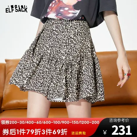妖精的口袋豹纹短裙半身裙女2023夏新款高腰a字裙辣妹设计感小众图片