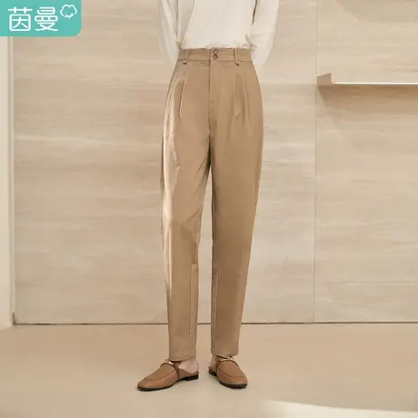 【商场同款】茵曼2023春女装新款时尚通勤高腰小个子九分萝卜西裤图片