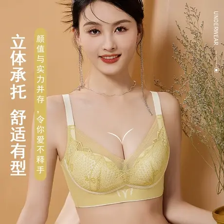 浪莎内衣女小胸聚拢收副乳调整型防外扩防下垂上托无钢圈蕾丝文胸商品大图