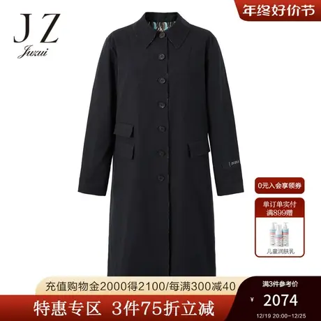JZ玖姿官方奥莱通勤风衣女秋新款翻领气质中长款休闲外套商品大图