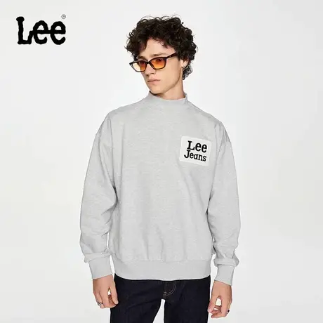Lee商场同款23秋冬新品舒适浅花灰半高领套头卫衣男LMT006253CST图片