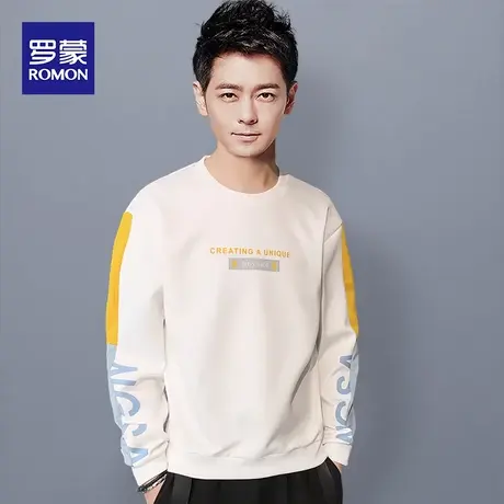 罗蒙长袖卫衣男士2023春秋新款时尚休闲潮流百搭T恤圆领上衣男t恤图片