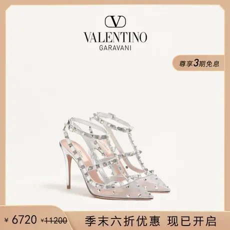 [季末优惠]华伦天奴VALENTINO女士 ROCKSTUD 仿水晶铆钉高跟鞋图片