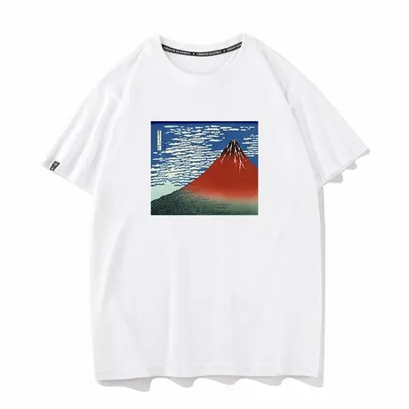 秀洛浮世绘衣服日系复古葛饰北斋凯风快晴休闲纯棉短袖T恤男半袖图片