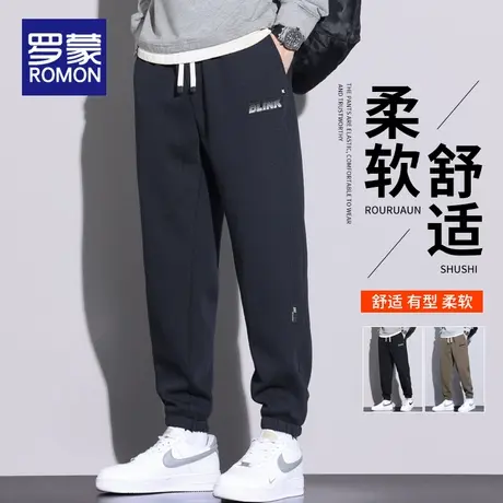 罗蒙卫裤子男秋冬季2025新款潮牌宽松束脚运动重磅九分男士休闲裤商品大图