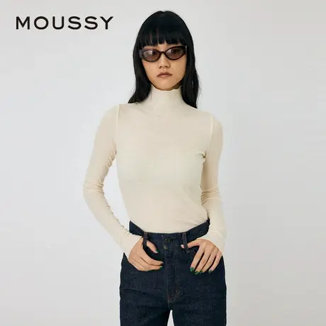 MOUSSY 春季新品简约经典多色高领修身针百搭织衫010HAS80-9341商品大图