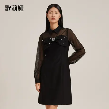 歌莉娅黑色连衣裙女高级感小礼服小个子裙子气质小黑裙119R4K6U0商品大图