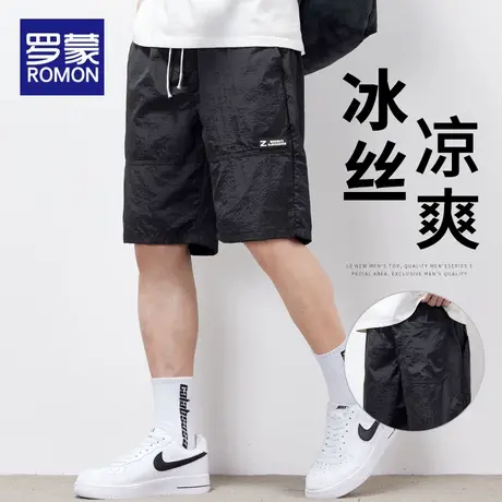 罗蒙男士五分沙滩裤夏季薄款2025新款潮流宽松男款速干休闲短裤男商品大图