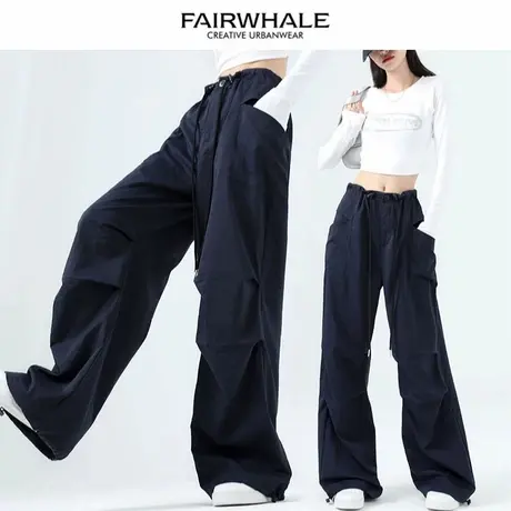 马克华菲工装裤女春夏季2025新款美式宽松垂感速干直筒休闲阔腿裤图片
