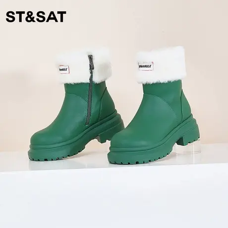 星期六时尚厚底雪地靴冬新圆头毛里温暖短靴毛毛鞋女靴SS2411A526商品大图