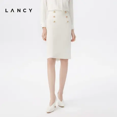 [朗姿奥莱]LANCY/悦朗姿2023春季新款高腰半身裙子女白色包臀通勤商品大图
