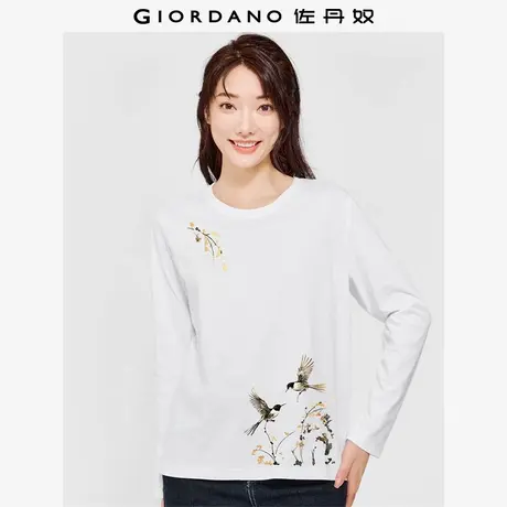 佐丹奴T恤女装纯棉印花圆领长袖T恤 99393212商品大图