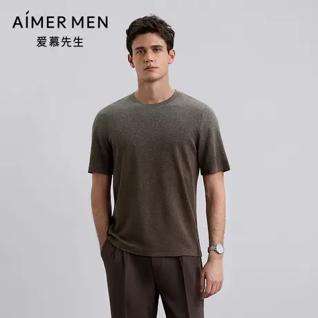 爱慕先生25秋冬暖搭-燚丝男含羊绒圆领套头打底短袖NS72M441图片