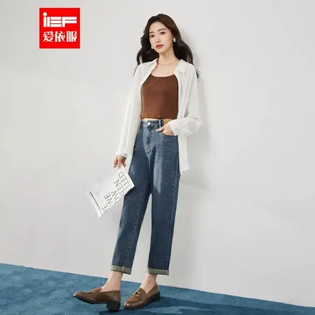 IEF/爱依服裤子2025秋季新款韩版时尚通勤气质百搭显瘦牛仔哈伦裤图片