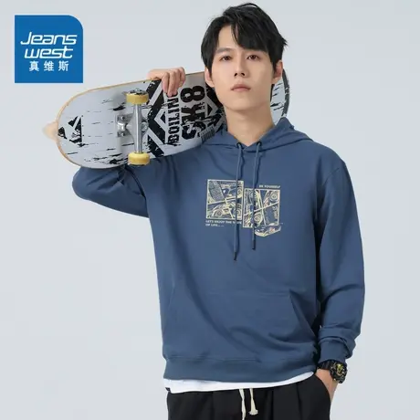 LE真维斯男装卫衣男式长袖连帽卫衣2025春季新款衣服男款上衣潮商品大图