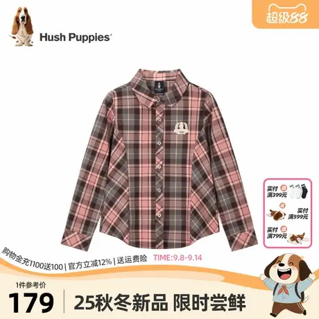 暇步士童装女童衬衫25秋新品大童甜酷学院风格子外套儿童休闲内搭商品大图