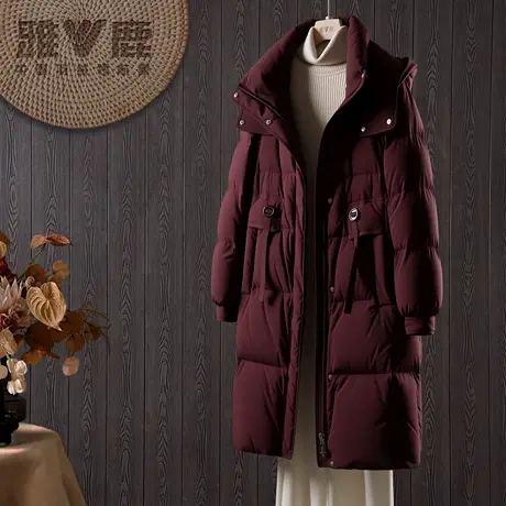 雅鹿官方新款冬季加厚休闲女显瘦保暖长款羽绒服防寒外套衣服帽子商品大图