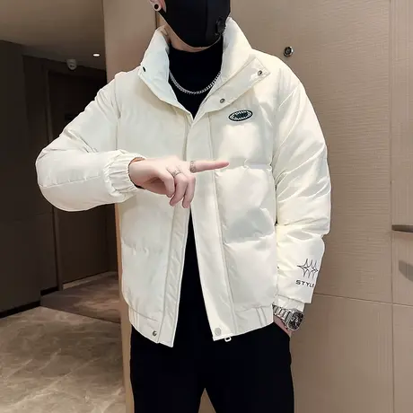 冬季棉服外套男潮流新款刺绣个性小众高级感工装立领加厚保暖棉衣图片