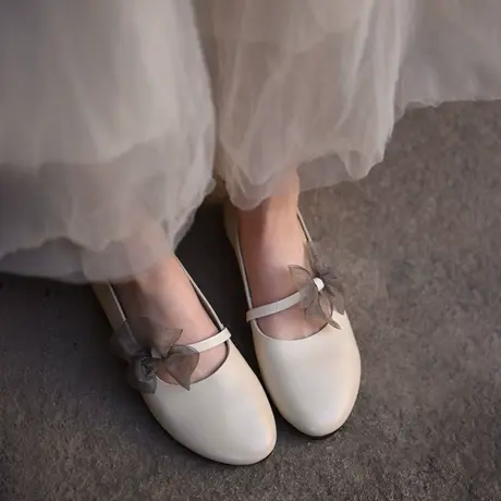 Artmu阿木原创森女蝴蝶结单鞋女平底浅口玛丽珍鞋2023春季新款图片