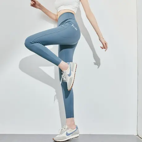 唐狮女鲨鱼裤带口袋瑜伽裤外穿芭比裤显瘦提臀紧身打底裤图片