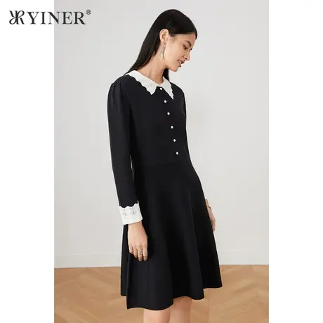 【赫本小黑裙】YINER音儿奥莱女装冬季针织连衣裙图片