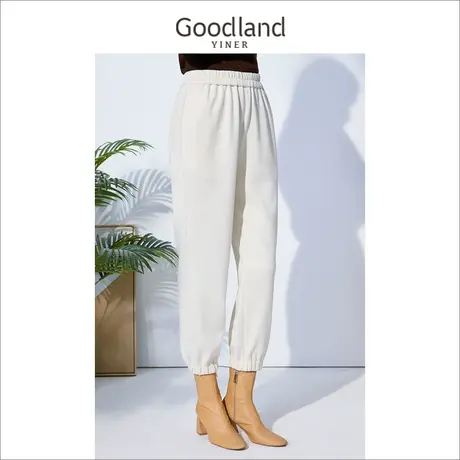 Goodland美地女装冬季通勤百搭显瘦垂感宽松束脚休闲裤商品大图