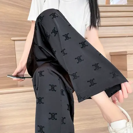 醋酸真丝阔腿裤女春夏季薄款2024年垂感休闲宽松冰丝裤子女直筒裤商品大图