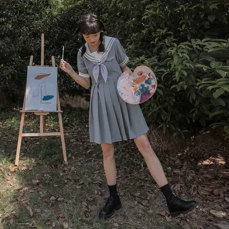 【5折清仓】初恋少女感海军领盐系连衣裙日系裙子女新款夏学生图片