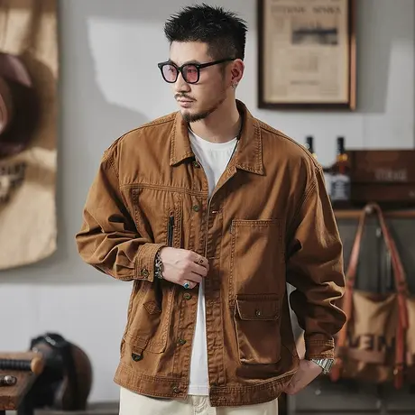 Modi Nick/摩帝尼克秋季男士工装衬衫长袖宽松街头潮牌休闲男衬衣商品大图