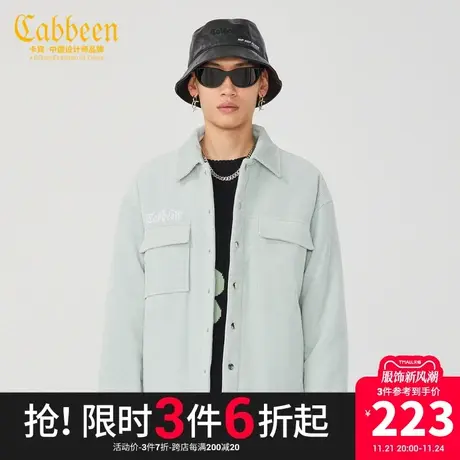 卡宾男装字母刺绣灯芯绒外套秋冬款潮流宽松棉衣时尚H图片