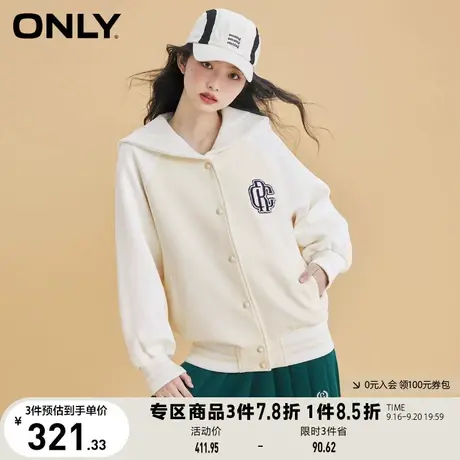 ONLY奥莱夏季时尚宽松棒球服翻领长袖休闲外套女商品大图