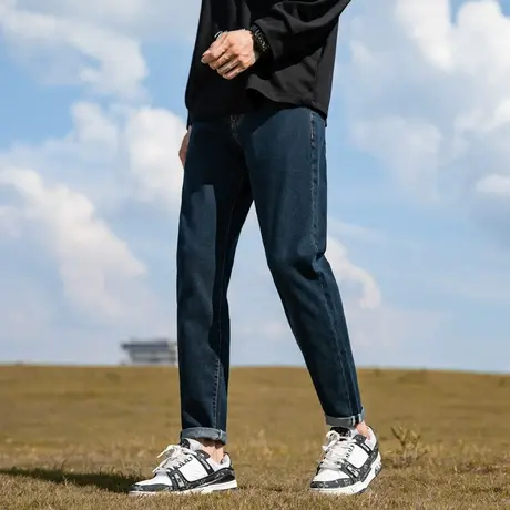 唐狮净色牛仔裤男士弹力修身小脚裤秋季新显瘦潮流百搭裤子男冬图片