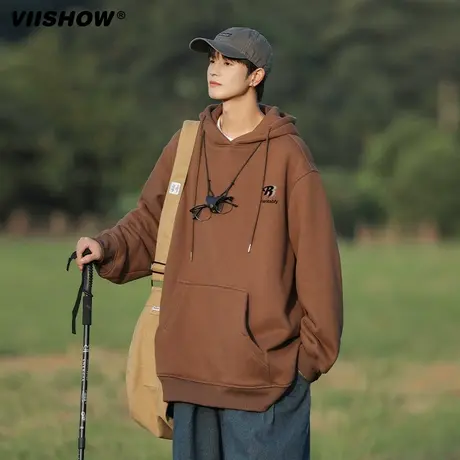 VIISHOW套头连帽卫衣男生秋冬宽松外穿宽松ins小众慵懒风保暖上衣商品大图