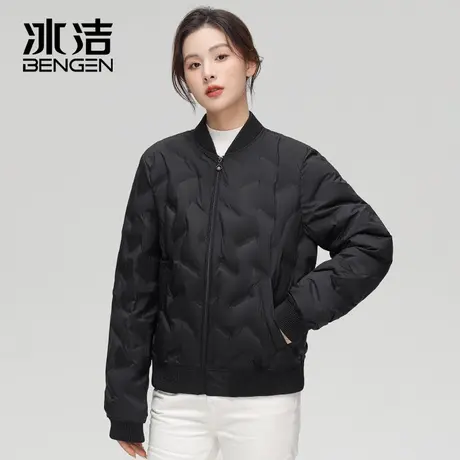 冰洁冬季新款女羽绒服轻薄棒球领短款外套保暖修身小个子潮流休闲商品大图