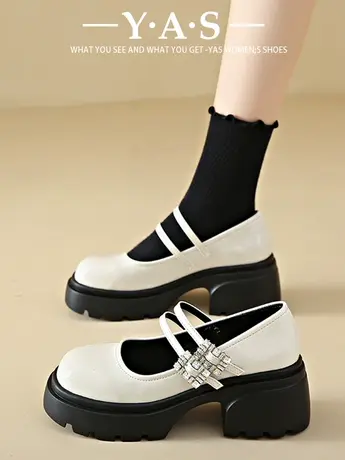 英伦风厚底气质小皮鞋女士2024年春秋季新款时尚百搭jk浅口单鞋潮商品大图