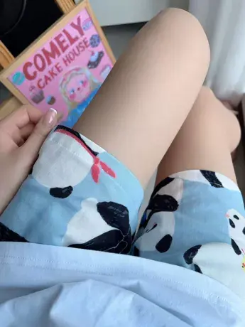 熊猫纱布短裤少女A类双层纱布夏季舒适短裤清凉透气全棉家居睡裤商品大图