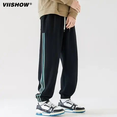 VIISHOW休闲裤子男士春季2024新款卫裤潮牌高街美式运动束脚长裤商品大图