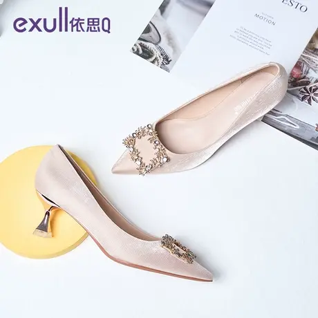 依思q高跟鞋女法式细跟水钻高级感配礼服尖头单鞋伴娘鞋日常可穿图片