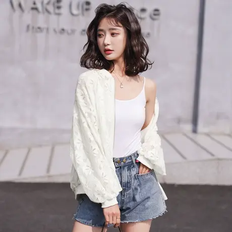 时尚蕾丝遮阳衣外套2022年夏季新款淑女温柔甜美显瘦拉链百搭上衣商品大图