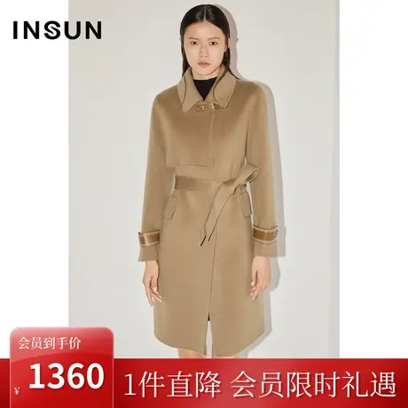 [自然环保]恩裳COVER冬季2022骆驼绒大衣双面呢羊毛毛呢外套商品大图