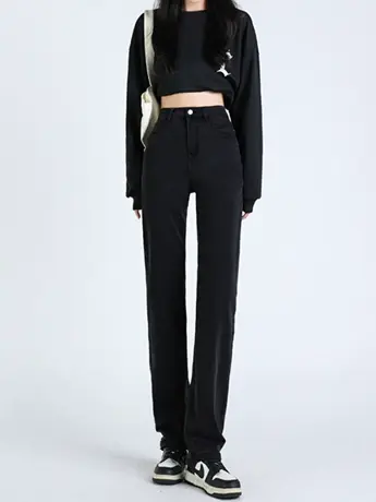 清仓捡漏小众美式直筒牛仔裤女新款秋冬款高腰显瘦百搭拖地裤潮商品大图