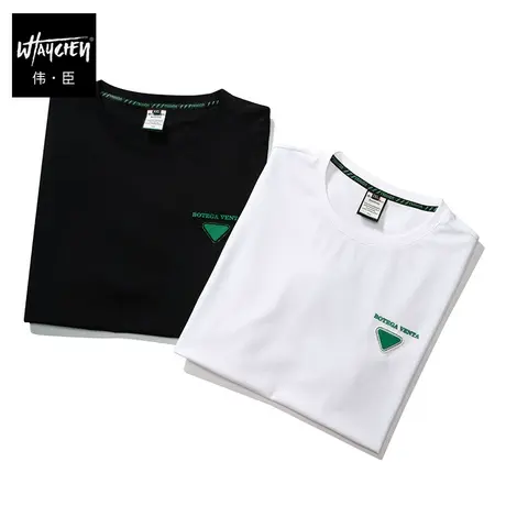 伟臣潮流大码男装夏季短袖T恤男胖子加肥加大宽松拼接肥佬半袖T恤商品大图